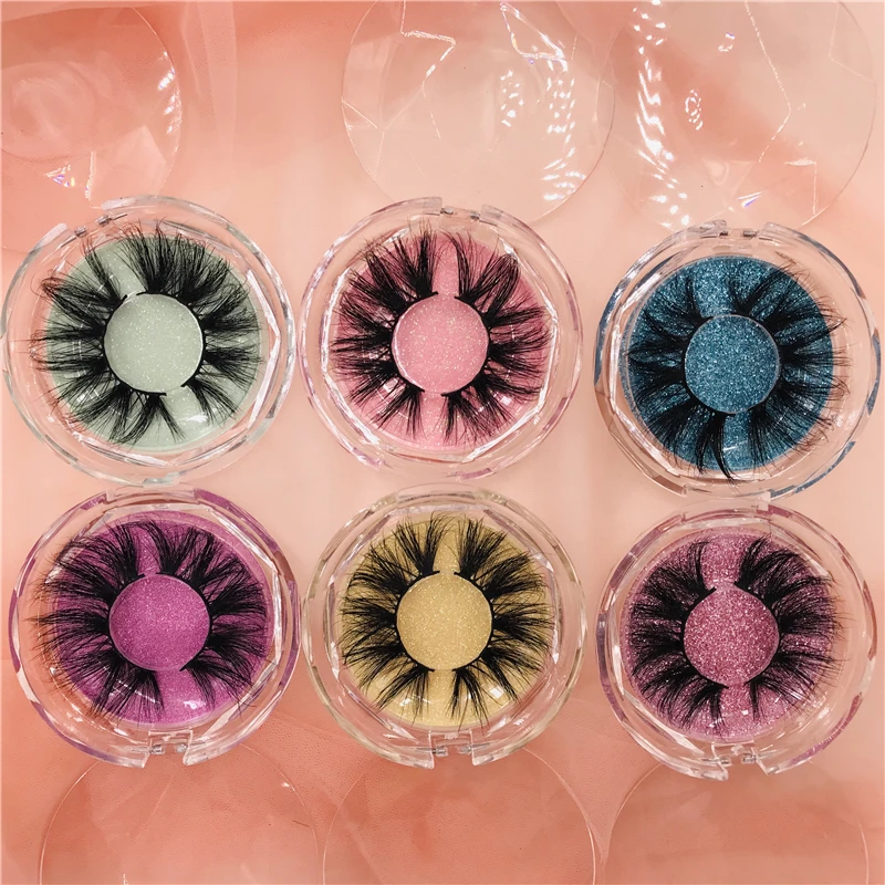 6 пар/лот норковые 5D ресницы на заказ Круг прозрачный пакет популярные 25 мм |
