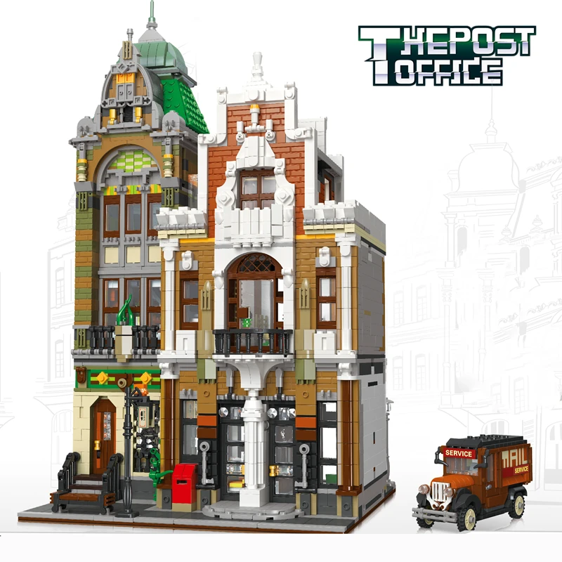 

JIESTAR 89126 4560Pcs Creative Street View Series The Post Office Building Blocks Bricks House Model Toys Kids Christmas Gifts