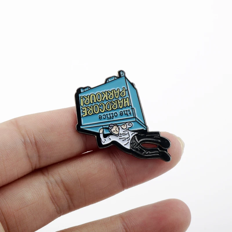 

Creative The office Hardcore Parkour Enamel Pin Clothes Shirt Jeans Brooch Badge Charm Pins Metal Brooches for Women Men