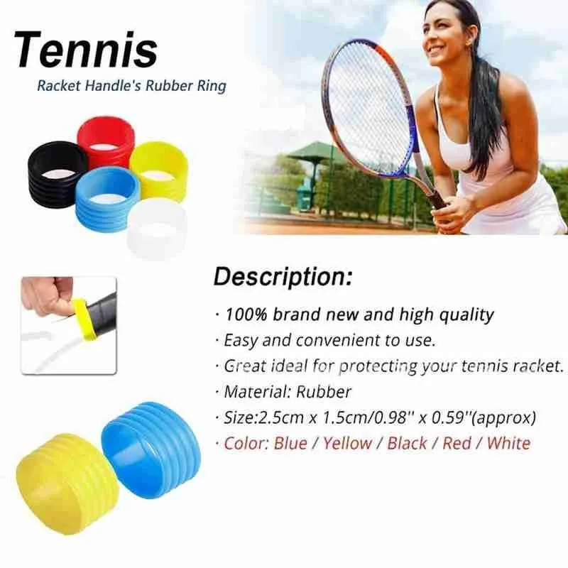 

5Pcs Tennis Racket Handle's Stretchy Rubber Ring Badminton Ring Racket Grip Squash Overgrip Ring Sealing Ring Racket Band S