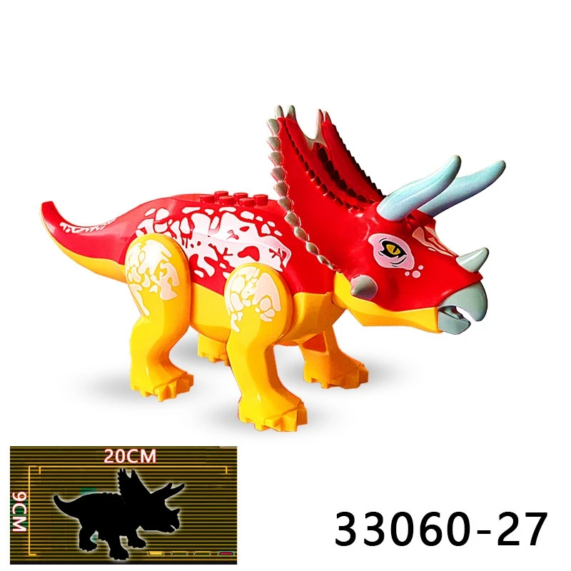 

Locking Jurassic Dinosaur Birthday Present Kids Toys Animals Educational Building Blocks Red Pentagonal Dragon Model Dinosaur
