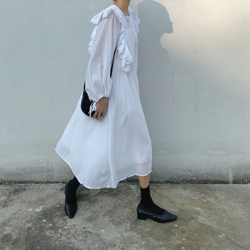 RealShe весеннее женское платье элегантный квадратный вырез рукав фонарик оборки