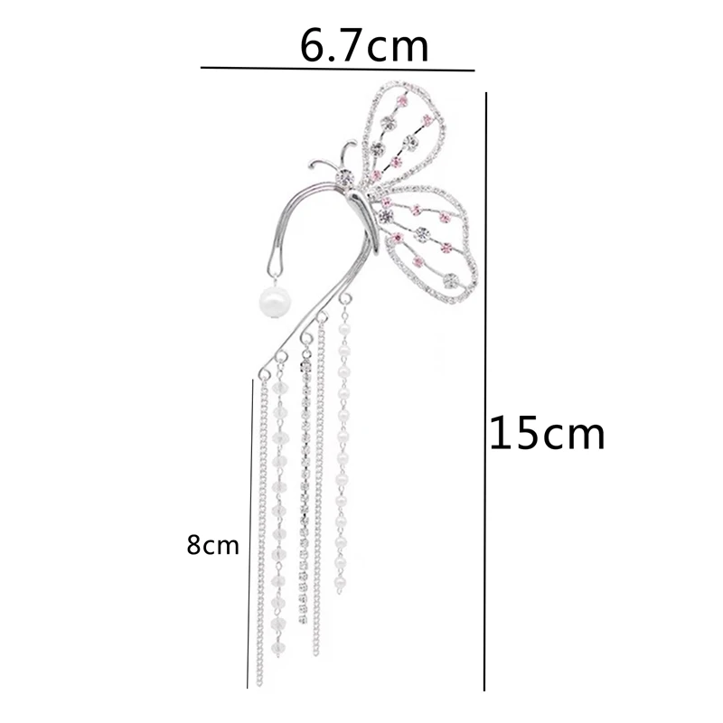 Модные серьги-клипсы с кристаллами в виде еврея жемчужные бусины-бабочки длинные