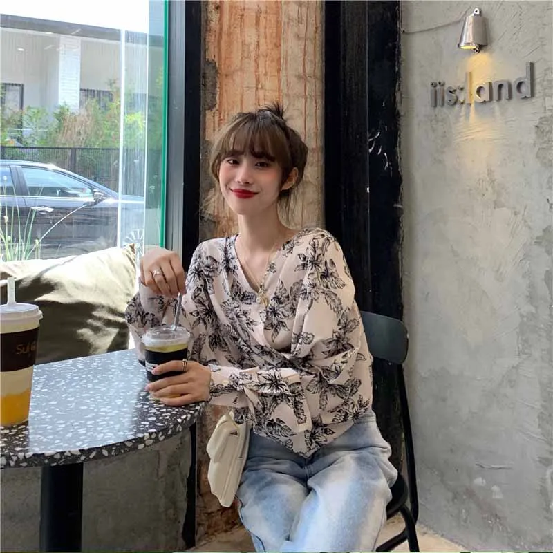 Женские повседневные топы с цветочным принтом модные женские осенние Топы