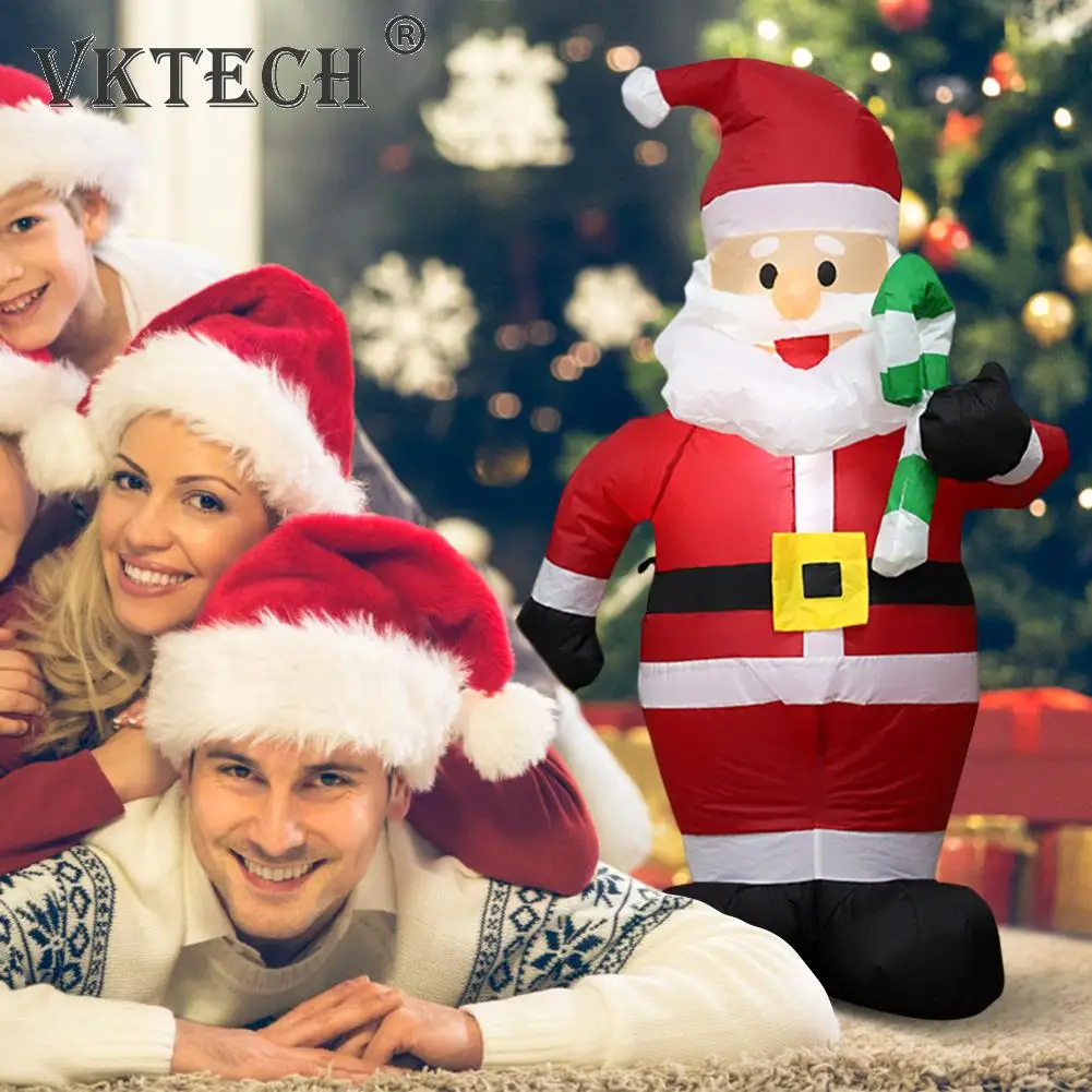 

120cm Giant Santa Claus with Crutch Inflatable Toys Christmas Props Decor Colorful Snowman for Household Parties Accessories