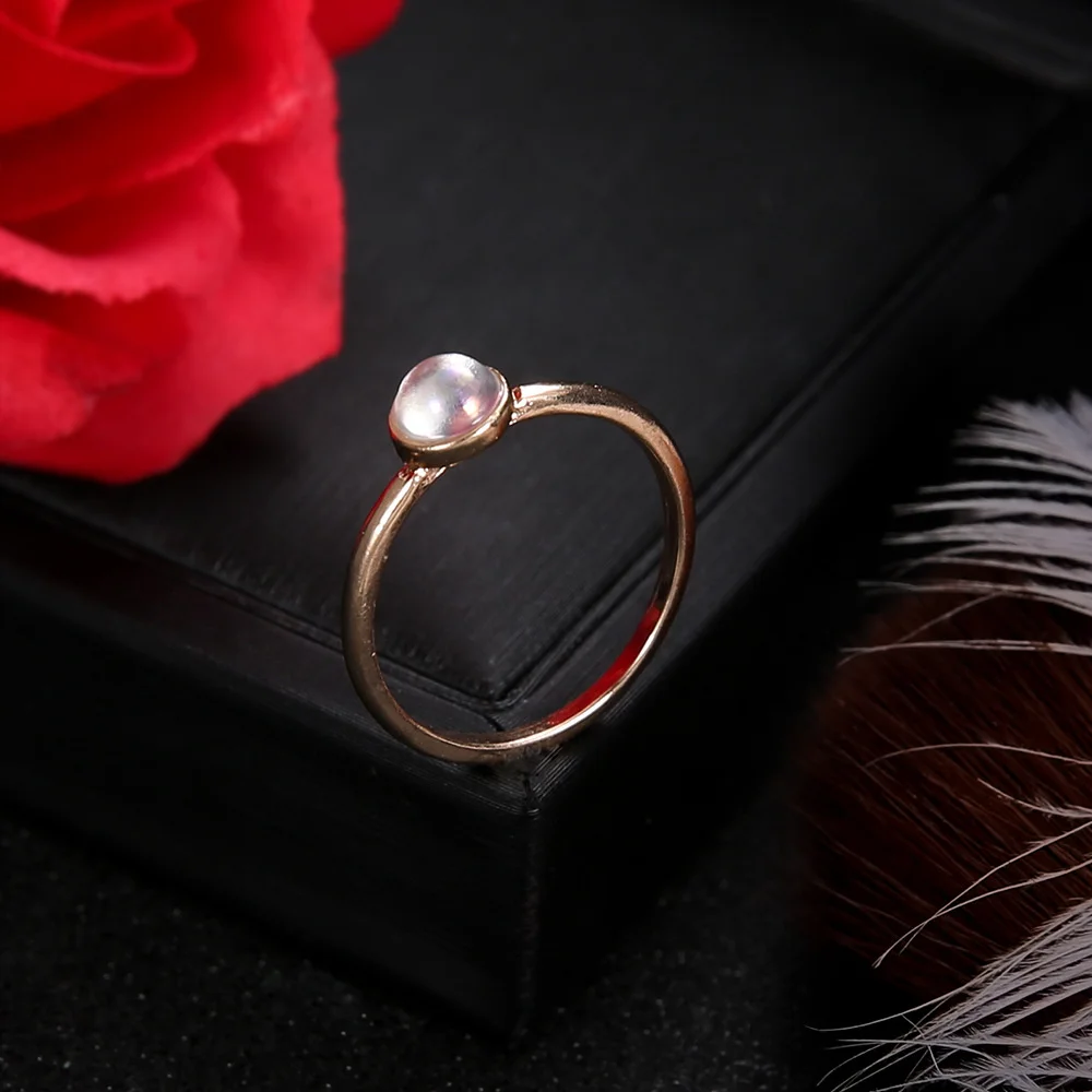 

Female Ring For Women Delicate Mini Pearl Thin Ring Minimalist basic Style Light Yellow Gold Color Fashion Jewelry