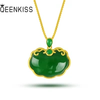 qeenkiss nc513 fine jewelry wholesale fashion women girl birthday wedding gift vintage safety lock 24kt gold pendant necklaces
