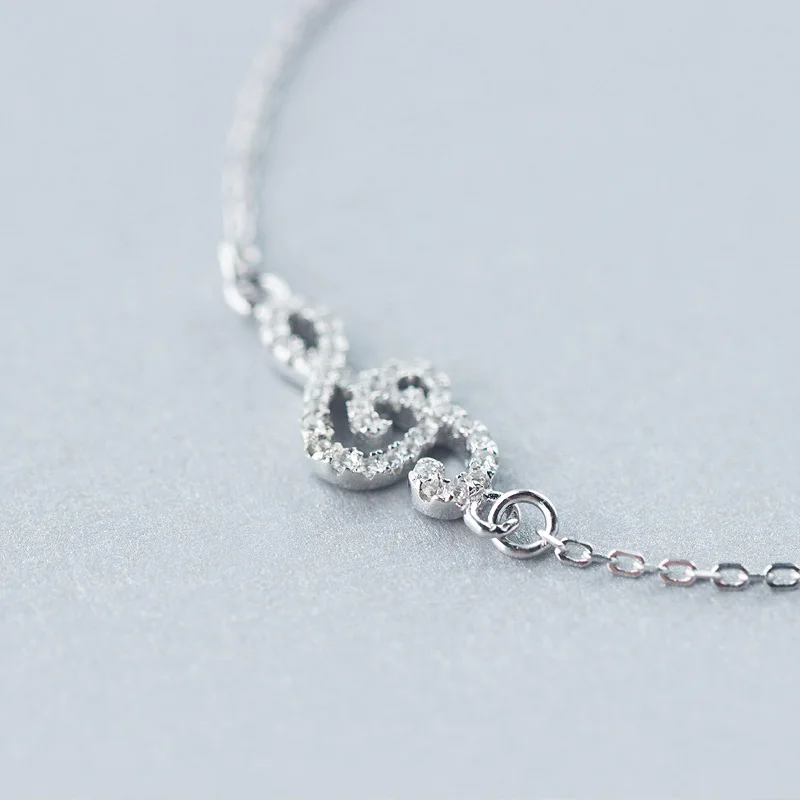 

16cm-18.5cm Silver Bracelet For Women Girls Music Note Charm Silver Chain Bracelet Women Korean Fine Jewelry Female For Women