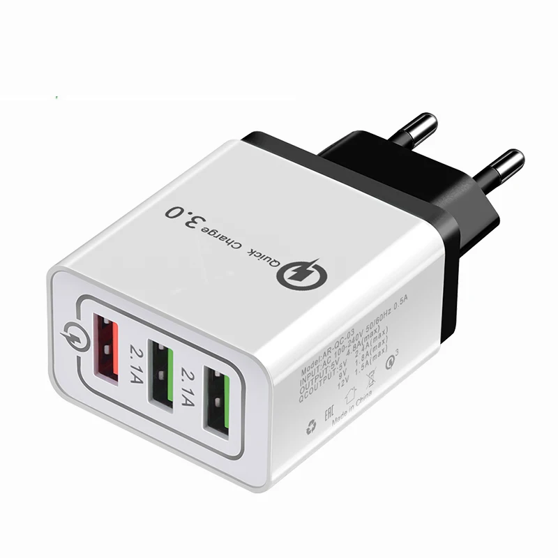 3 порта быстрое зарядное устройство 3,0 USB зарядное устройство сетевой адаптер питания для iPhone iPad samsung Xiaomi мобильных телефонов QC3.0 быстрое зарядное устройство для путешествий - Тип штекера: Black