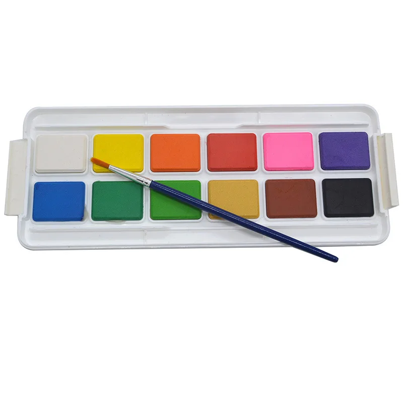 Портативный дорожный фотоальбом 12 цветов набор акварельных красок с кистью для