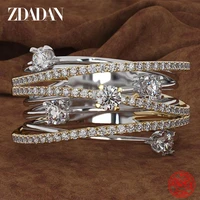 zdadan 925 sterling silver cross zircon finger ring for women fashion rings accessories wedding jewelry gift