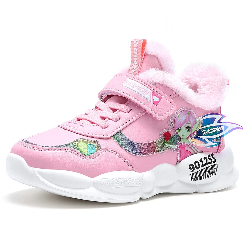 

Winter Girls Sneakers Children Shoes For Kids Sneakers Girls Shoes Plush Lining Warm Leather Fashion tenis infantil menina 2020