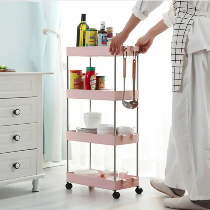 Передвижная полка для хранения органайзер кухни и ванной стеллаж с колесами