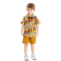 childrens clothes new 2021 summer boys set two piece short sleeved shirt beach breeze leaves kids t shirts short suit