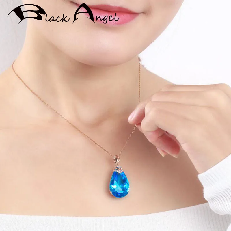 Женский кулон с сапфиром серебро 925 пробы цвет розового золота 18 К - купить по