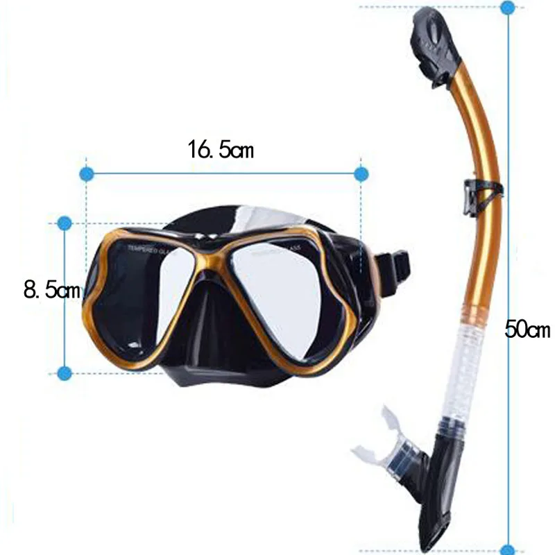 

Diving Mask Set Underwater Snorkel Swimming Scuba Full Dry Tube Snorkeling Mask Anti Fog Swim Tempered Glass Goggles Equipment