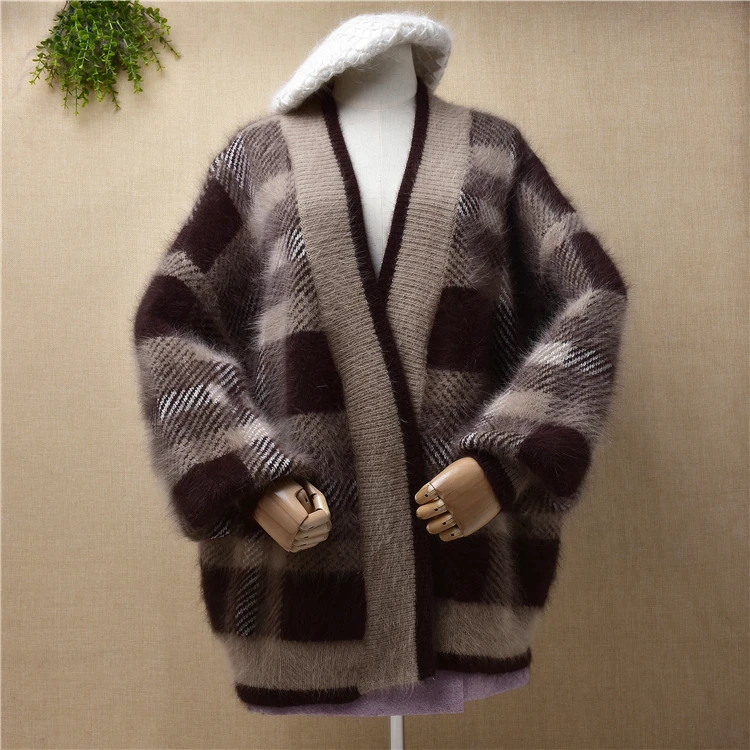 Женский вязаный кардиган из меха норки и кашемира с длинными рукавами летучая