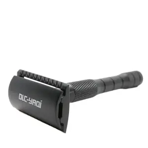 Мужская Безопасная бритва Yaqi, матовая черная латунная ручка с двойным лезвием, с одним лезвием