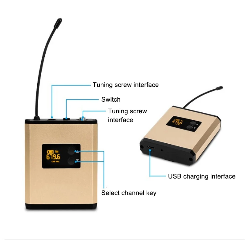 

Dual Channel UHF Wireless Lavalier Lapel Microphone System with Bodypack Transmitter Mini Lapel Mic & Receiver for Speech Stage
