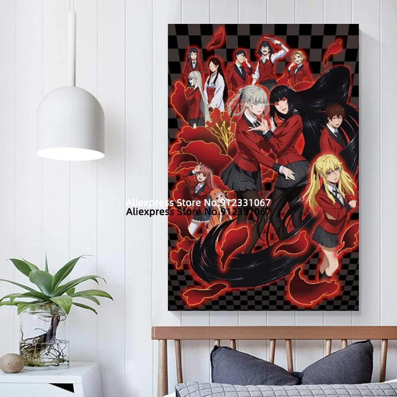 Картина на холсте по аниме "Kakegurui" для декора спальни.