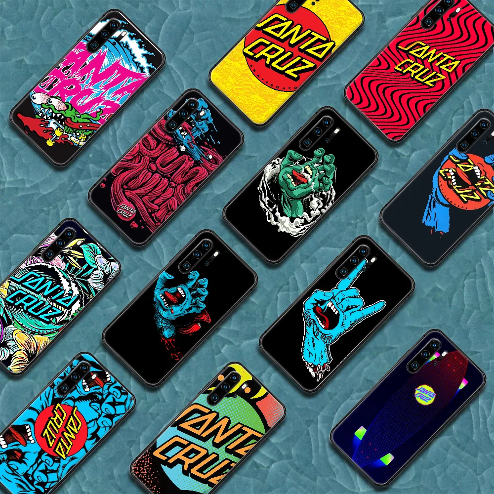 

Santa Cruz Skateboard Brand Phone Case For Huawei P Mate 10 20 30 40 Pro Lite Smart 2019 2021 black Etui Tpu Coque Painting