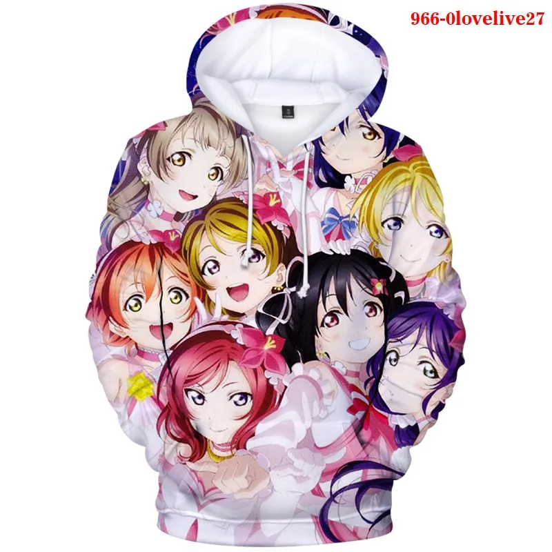 Толстовки Японский пуловер Толстовка костюмы Lovelive 3d-Printing уличная Женская Теплая