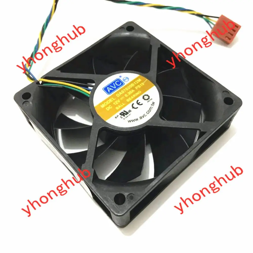 AVC DA07020B12M PS19 DC 12V 0.30A 70x70x20 мм 4 провод Сервер вентилятор охлаждения|square fan|server fandc fan 12v