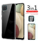 Чехол для Samsung Galaxy A12 3 в 1, прозрачный чехол для Samsung Galaxy A12 A02 A02S A 12 02 02s, чехол из закаленного стекла для камеры телефона