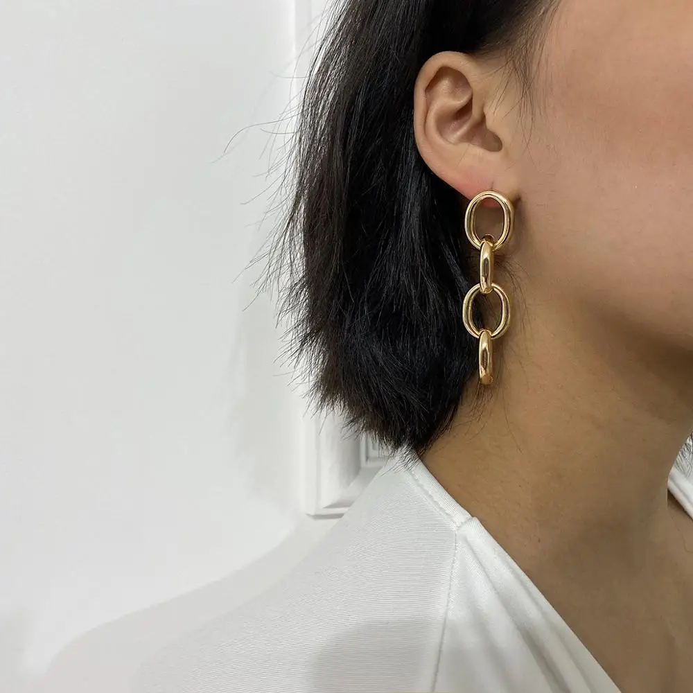 Bacolod 2020 Новое Поступление Имитация родия Цвет модные серьги золотого цвета с