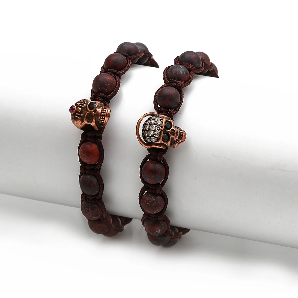 MEIBEADS 1 шт. медная голова черепа собаки 8 мм плетеный браслет из козьего животного