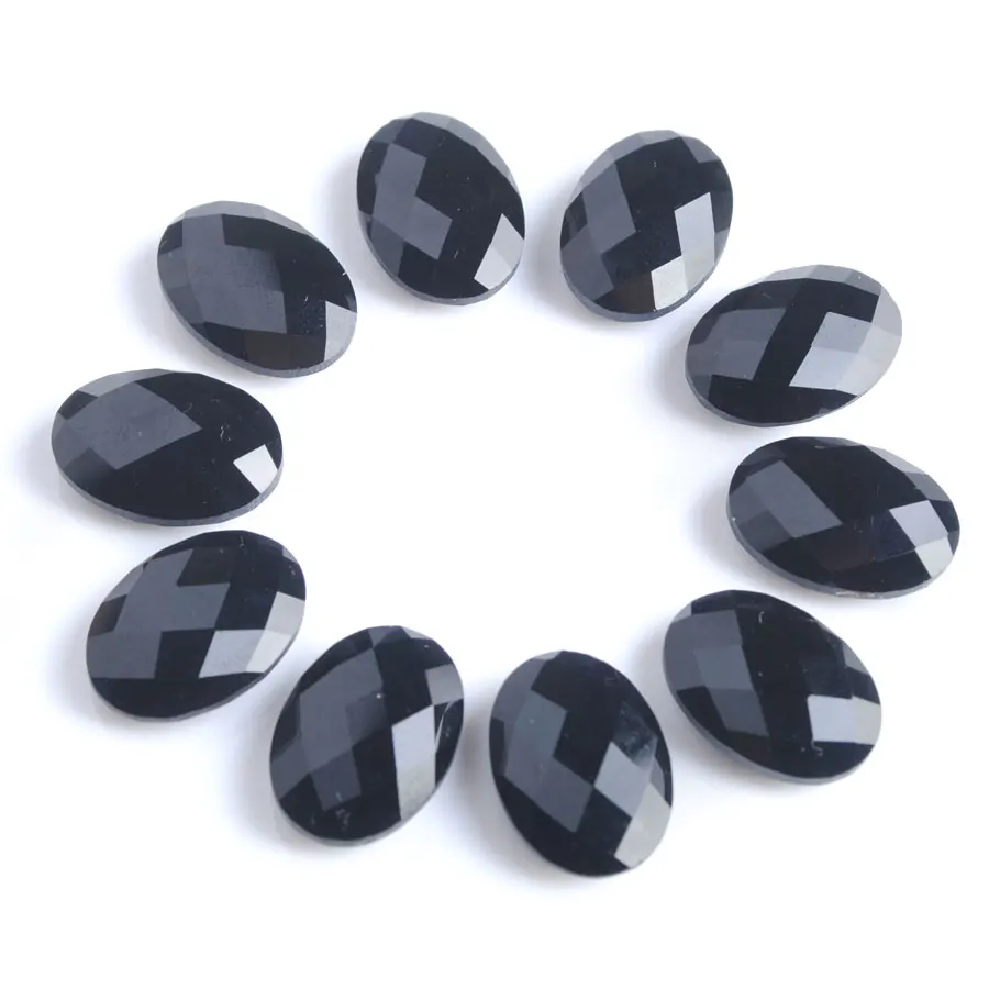 

WOJIAER Oval Bead Natural Stone Black Quartzs Facted 13x18x6 mm Cabochon Beads for Jewelry Ring Making Necklace DIY PZ9031