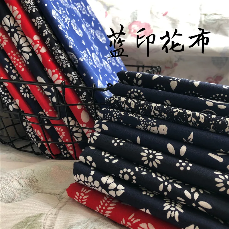 

Cotton Plain Blue Printed Fabric Tea Mat Kindergarten Decoration Blue and White Porcelain Fabric SF16-1