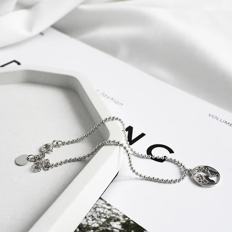 

La Monada Round Bead Fine Silver 925 Jewelry Bracelet Female Woman World Map Minimalist Bracelets For Women Silver 925 Sterling
