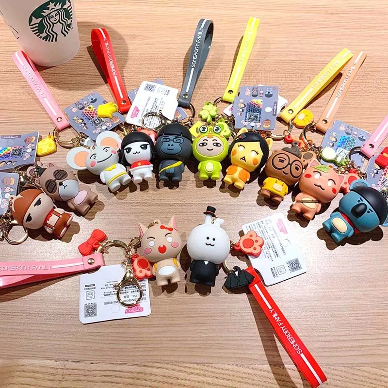 

Authentic Korean Version Of The Outside Family Cartoon Keychains Lovely Silicon Gorilla Key Chains Car Bag Pendant Key Ring