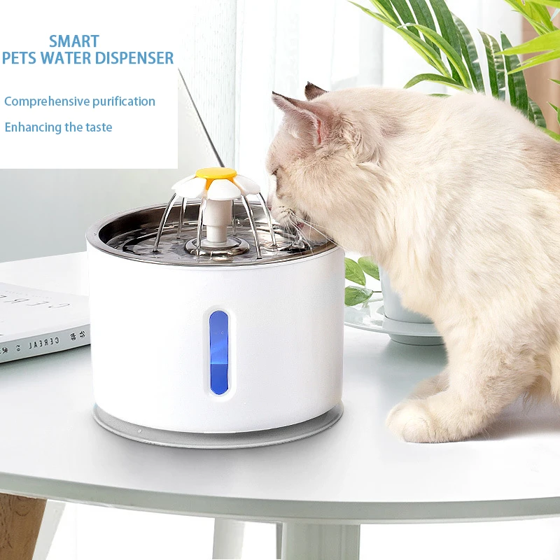 

Автоматический фонтанчик с водой для кошек, электрический поильник объемом 2,4 л со светодиодом и USB для кошек и собак, беззвучная поилка для ...