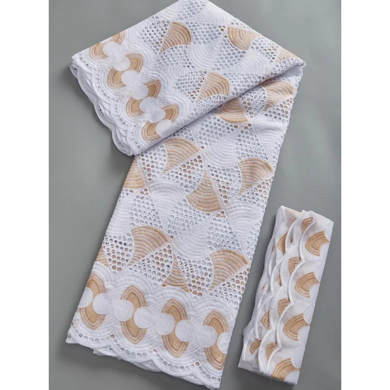 

5 + 2 ярда, африканская хлопчатобумажная кружевная ткань 2022, Высококачественная сухая кружевная ткань, швейцарская вуаль, кружево в Швейцарии для платья S2688