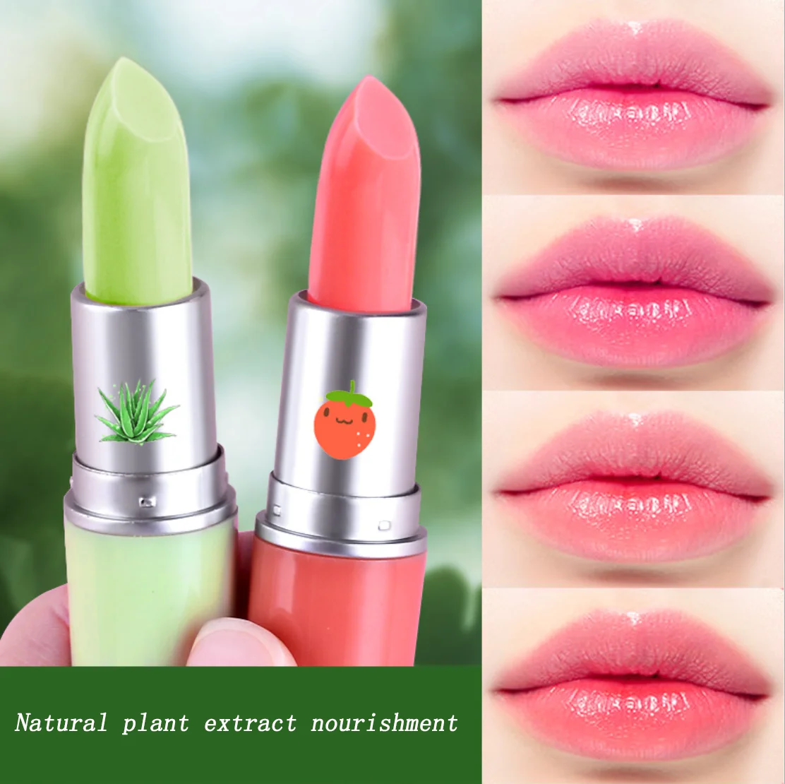 

Strawberry Aloe Lipstick Temperature Change Brighten Lip Color Lipstick Lock Color Lasting Moisturizing Cream Lipblam Lip Care