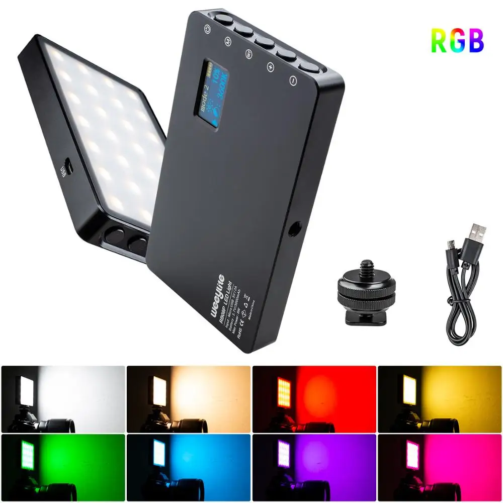 Цена Weeylite RB08P RGB светодиодный светильник полный Цвет Выход Камера видео светильник комплект с регулируемой яркостью 2500K-8500K Bi-Цвет Панель светиль...
