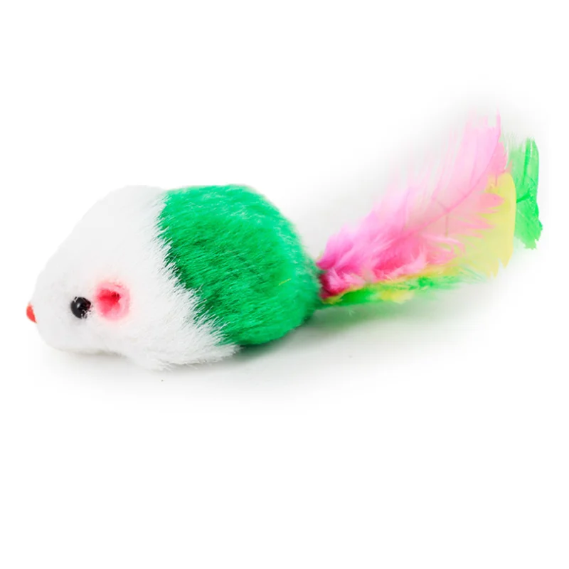 10 шт./лот красочная игрушка для кошек мини забавная крыса искусственные перья