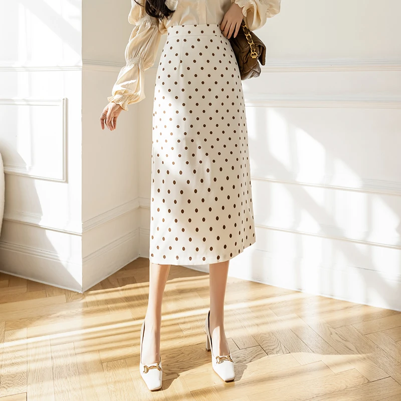 

Женская юбка в горошек, длинная юбка в Корейском стиле с высокой талией для фитнеса, весна-лето 2022