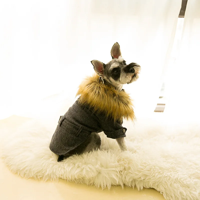 

Fur Collar Winter Dog Coat Jacket Warm Pet Clothes Outfit Yorkie Poodle Bichon Pomeranian Schnauzer Dog Clothing Apparel Suit 1