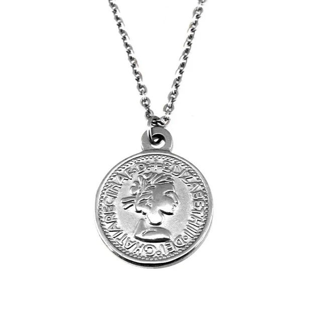 steel coin Винтажное резное женское ожерелье из нержавеющей стали золотого цвета с медальоном, длинное колье, ювелирные изделия в стиле бохо - Окраска металла: steel coin