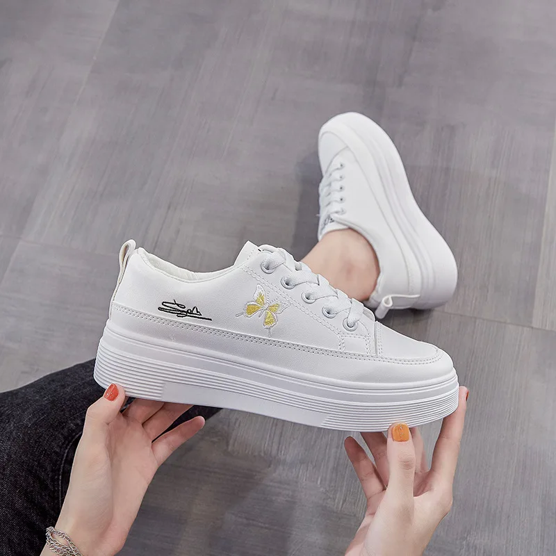 

Женские кроссовки с вулканизированной подошвой, белые дышащие кроссовки на толстой платформе, повседневная обувь для тенниса, весна 2020
