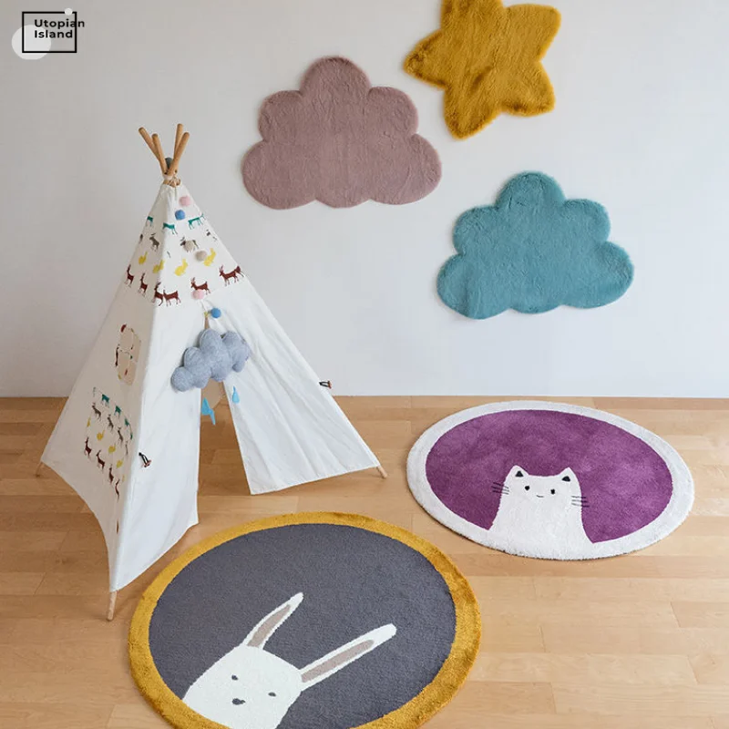 Пушистый Ковер для гостиной круглые коврики спальни Детский ковер ползания