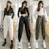cotton cargo pants womens loose slimming 2020 fall fashion thin casual straight pants korean style capri pants streetwear women