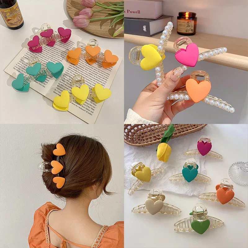 

Заколки для волос женские, элегантные зажимы для волос с большими сердечками, милые карамельные аксессуары для волос, повязка на голову для ...