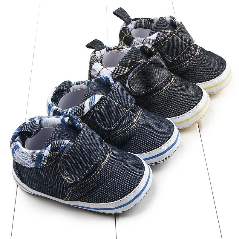 

New autumn baby boy shoes plaid high-top velcro baby toddler shoes