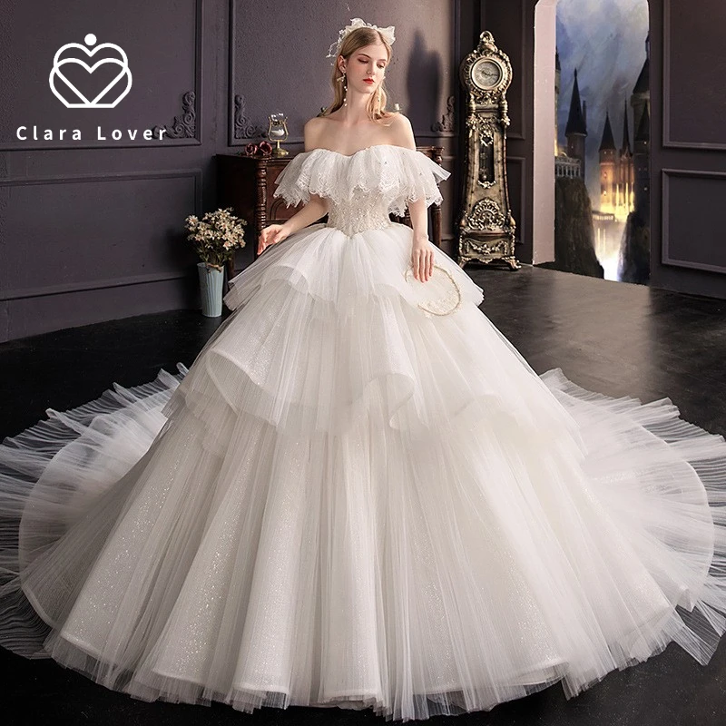 

One shoulder wedding dress 2021 new autumn princess style simple design super fairy temperament tail main wedding dress