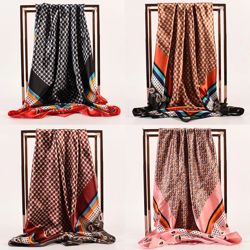 

Мусульманский шарф с винтажным принтом 90*90 см, мягкие удобные шали и шарф для женщин, элегантный хиджаб