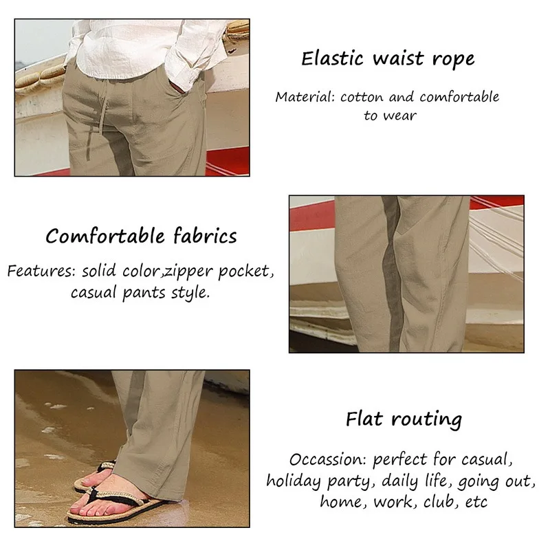 

Men Cotton Linen Casual Wed Leg Fisherman Loose Long Pant White Black Solid Color Autumn Summer Harajuku Plus Size M-3XL